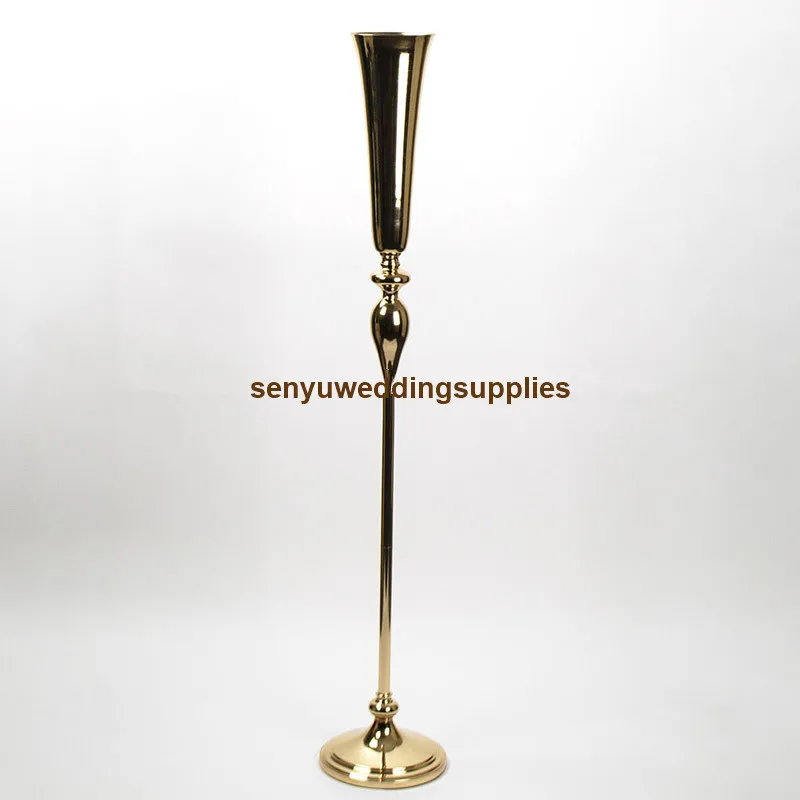 10pcs) Wedding Centerpieces Decorations 120cm Tall Flower Vases Metal Gold no Crystal Flower Stand centerpieces 01211