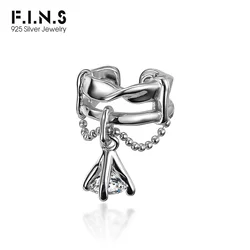 F.I.N.S 1PC Korean Earrings S925 Sterling Silver Ear Cuff Non Pierced Hollow Bead Chain Ear Clip Catilage Earring for Women