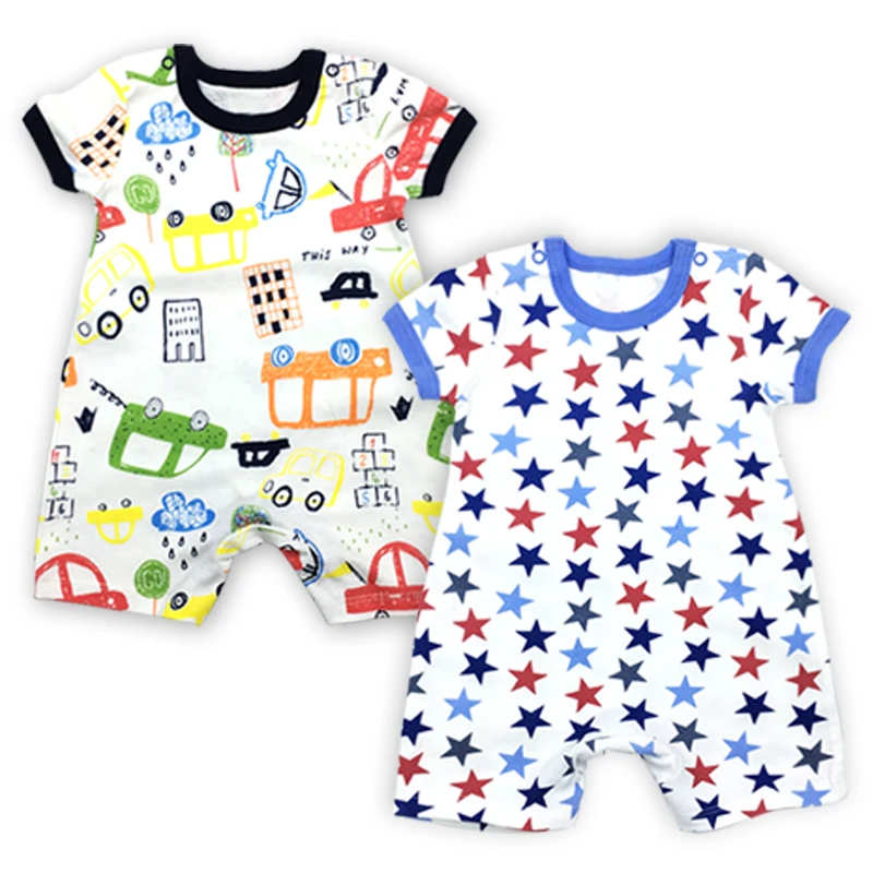 2 Pack Baby Rompers For Girls And Boys Short Sleeved Jumpsuit Summer Infant Onesies Playsuit Baby Clothes