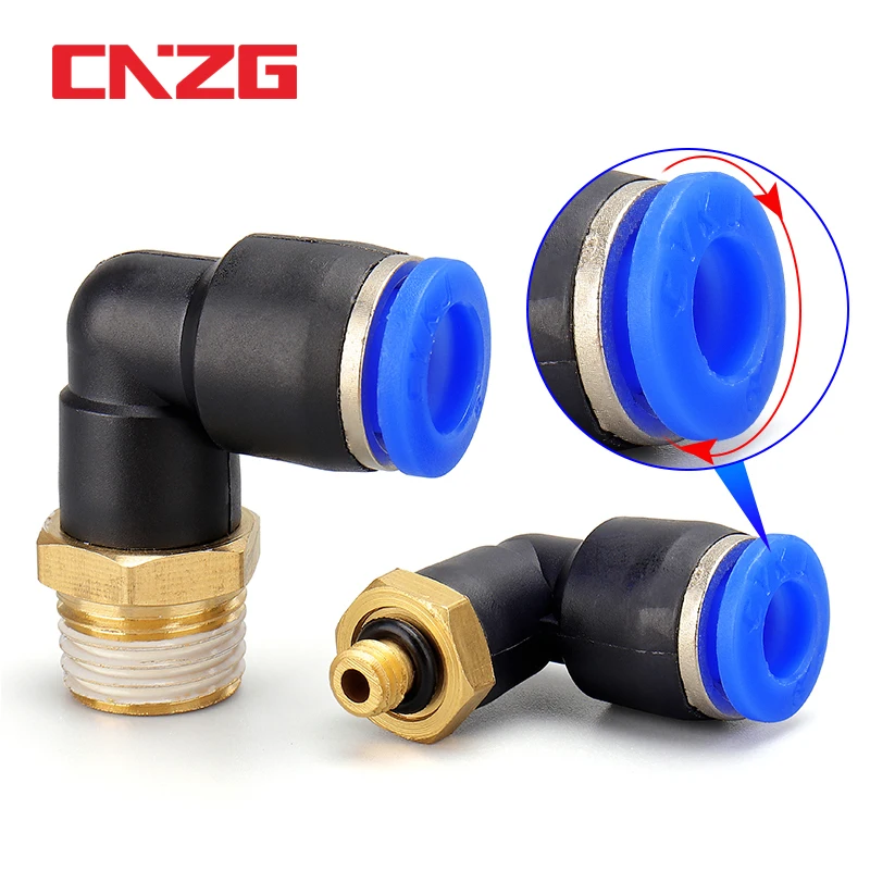 PL Elbow Pneumatic Fitting 1/4 3/8 1/2 1/8 BSP Male Thread Air Quick Connector L Shape Push In Hose OD 6mm 8mm 10mm 12mm