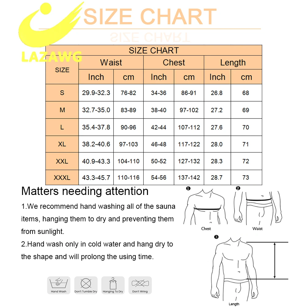 LAZAWG Men Waist Trainer Vest Slimming Sauna Heat Fitness Suit Corset Mens Body Shaper Zipper Tank Top Weight Loss Workout Shirt