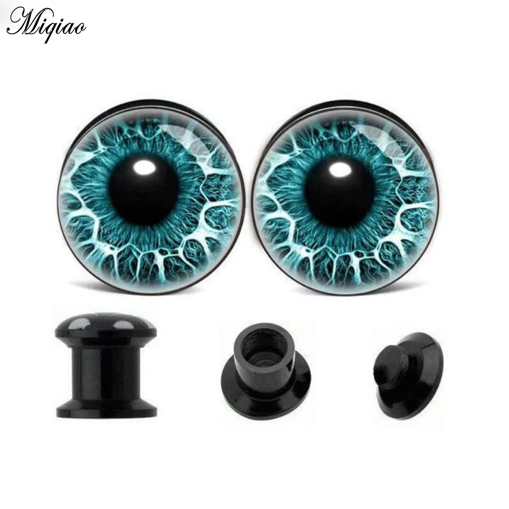 Miqiao New 2pcs Acrylic Screw Punk Ear Gauges Plugs Black Ear Expanders Double Flared Ear Stretcher Piercing Ear Tunnel Jewelry