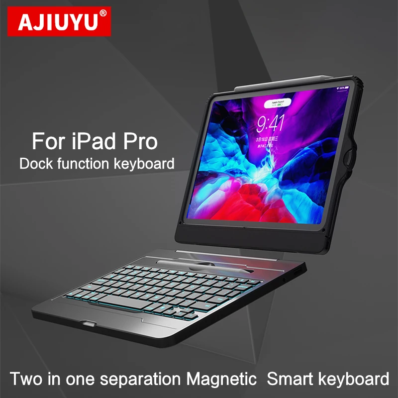 AJIUYU-Capa Protetora Inteligente para iPad Pro, Teclado Mágico, Dock HDMI, Hub Separado, Air 4th Case, 11 ", 12.9", 3, 2021, 2020