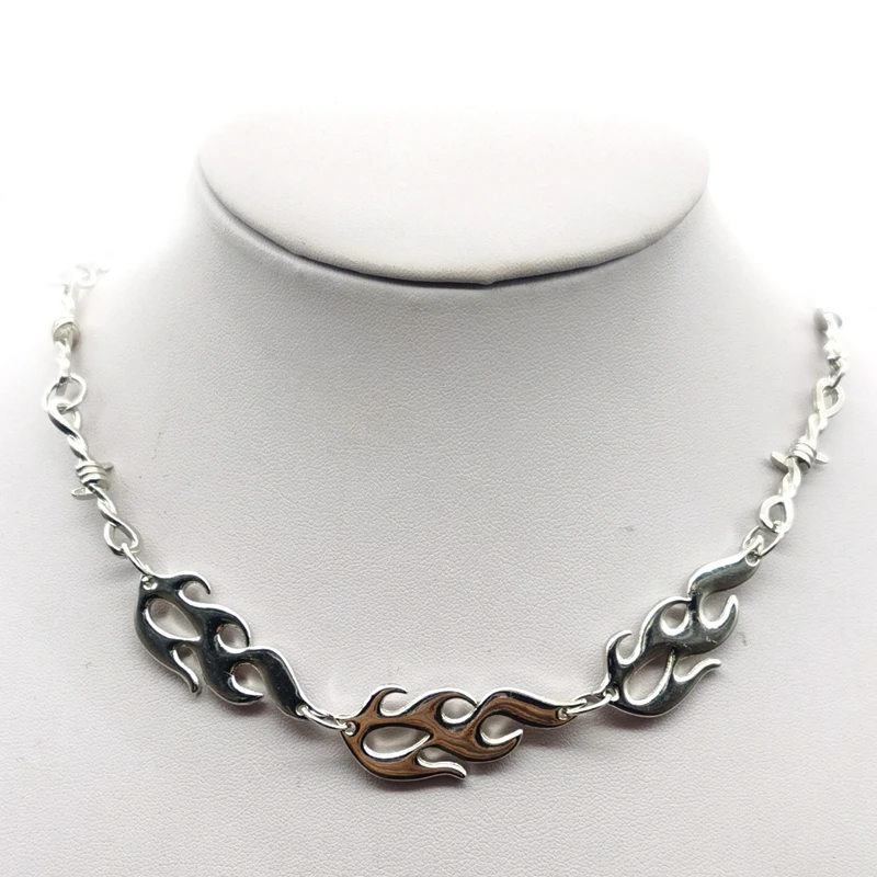 Fire Flame Brambles Iron Unisex Choker  Necklace Women Hip-hop Gothic  Punk Style Barbed Wire Little Thorns Chain Choker Gifts