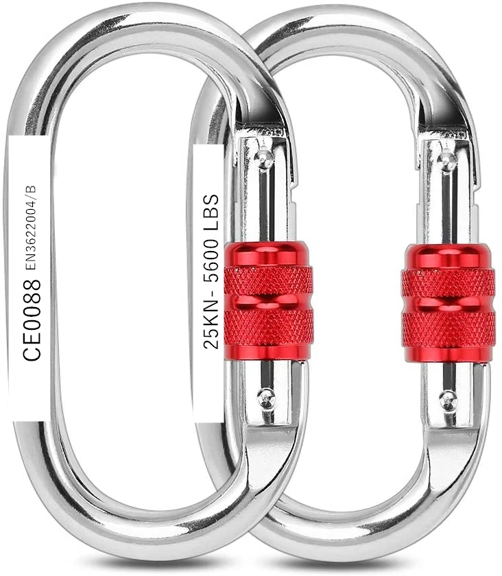 2-Pack Locking Carabiners Clip Aerial Yoga Hammock Accessories Heavy Duty Carabiner Hook with Screwgate for Climbing/Rappelling