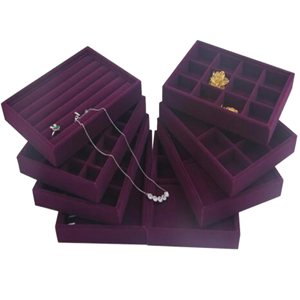 

Stackable Jewelry Organizer Trays Muti-use Earring Storage Holder Velvet Jewelry Display Case Bracelet Holder Necklace Showcase