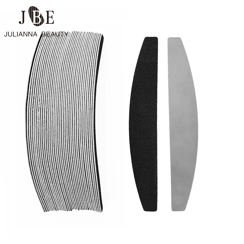 

50Pcs Removable Nail Files Grey/Black SandPaper Buffer Stips 100/180/240 Straight Replaceable Replacement Metal Sanding Files