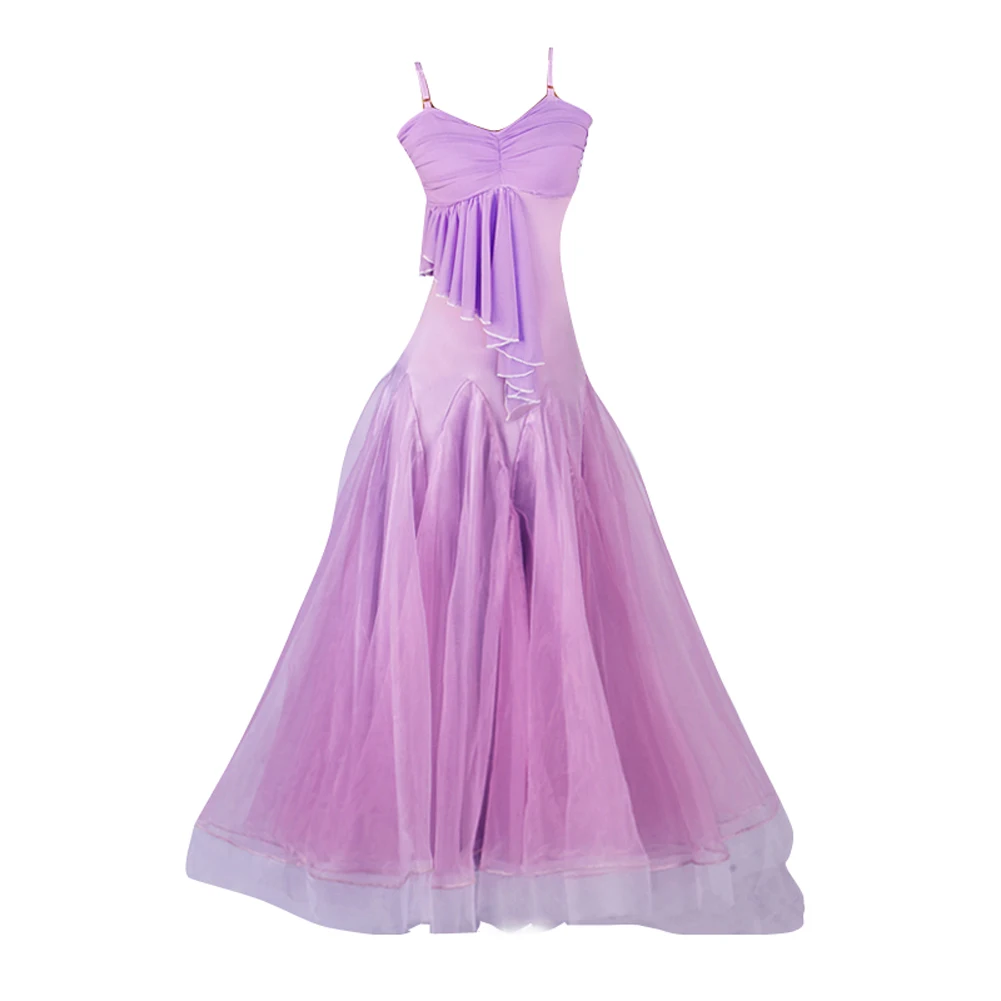 

Ballroom Dance Dress Practise Ruching Women's Performance Sleeveless Spandex Purple