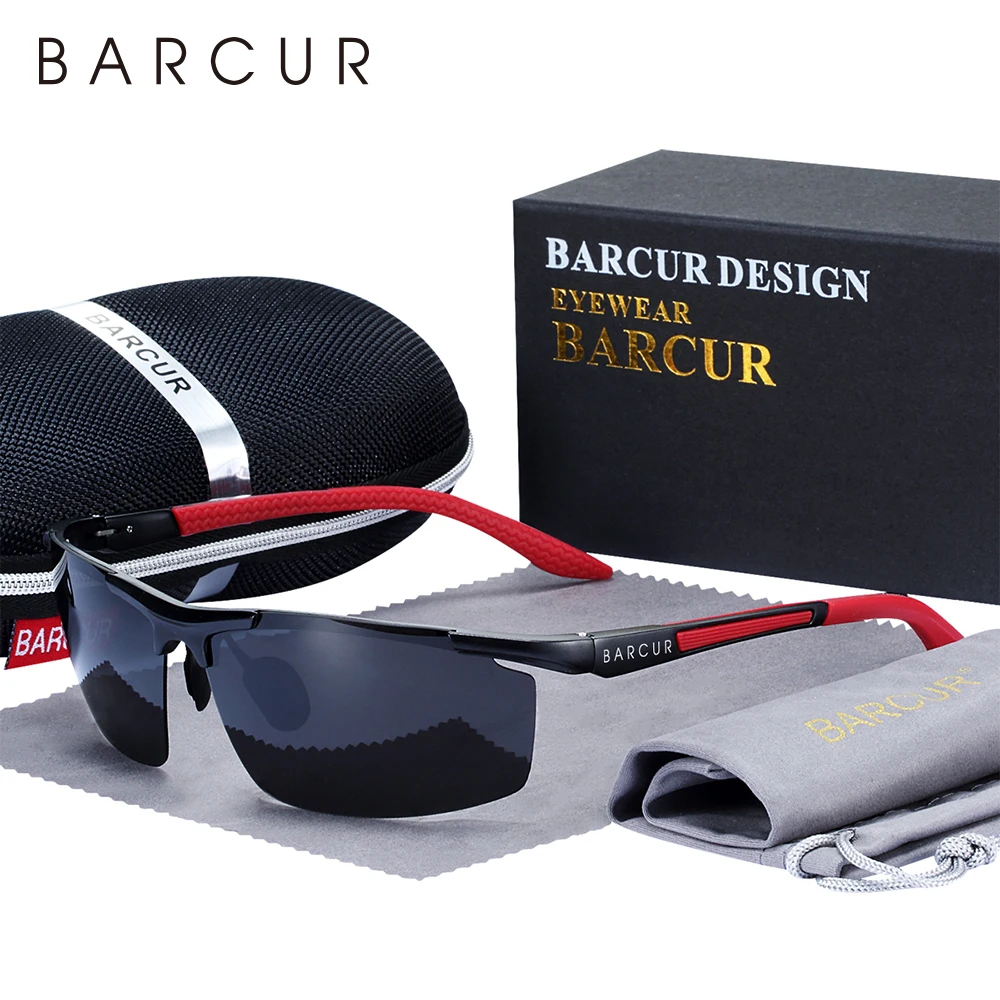 BARCUR Aluminum Magnesium Sports Polarized Sunglasses Men Mirror Sun Glasses Male oculos