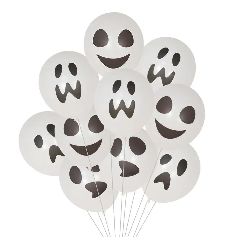 20pcs 12inch Scary Halloween white Ghost Balloon Latex Happy Halloween Decoration Kids Air Baloons Birthday Party Supplies