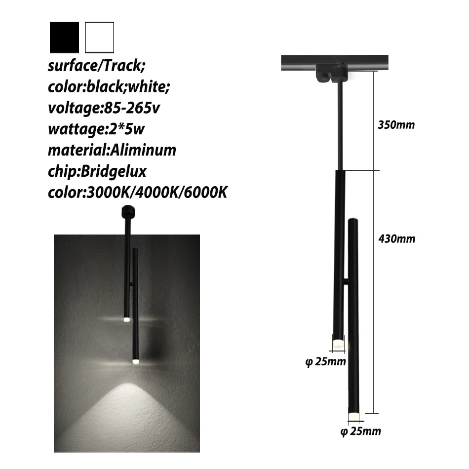 Luz LED de pista de 2*5W, lámparas de doble foco ajustables para exposición de arte, exhibición de imágenes, reemplazo de lámparas halógenas,