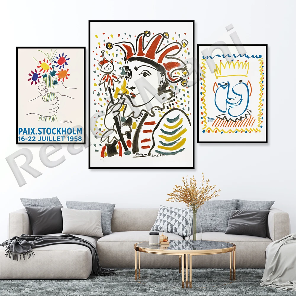 Picasso Carnival, The Fool, Minimalist Picasso Print, Picasso Line Art, Wall Art Modern & Contemporary, Home Wall Decor Sketches