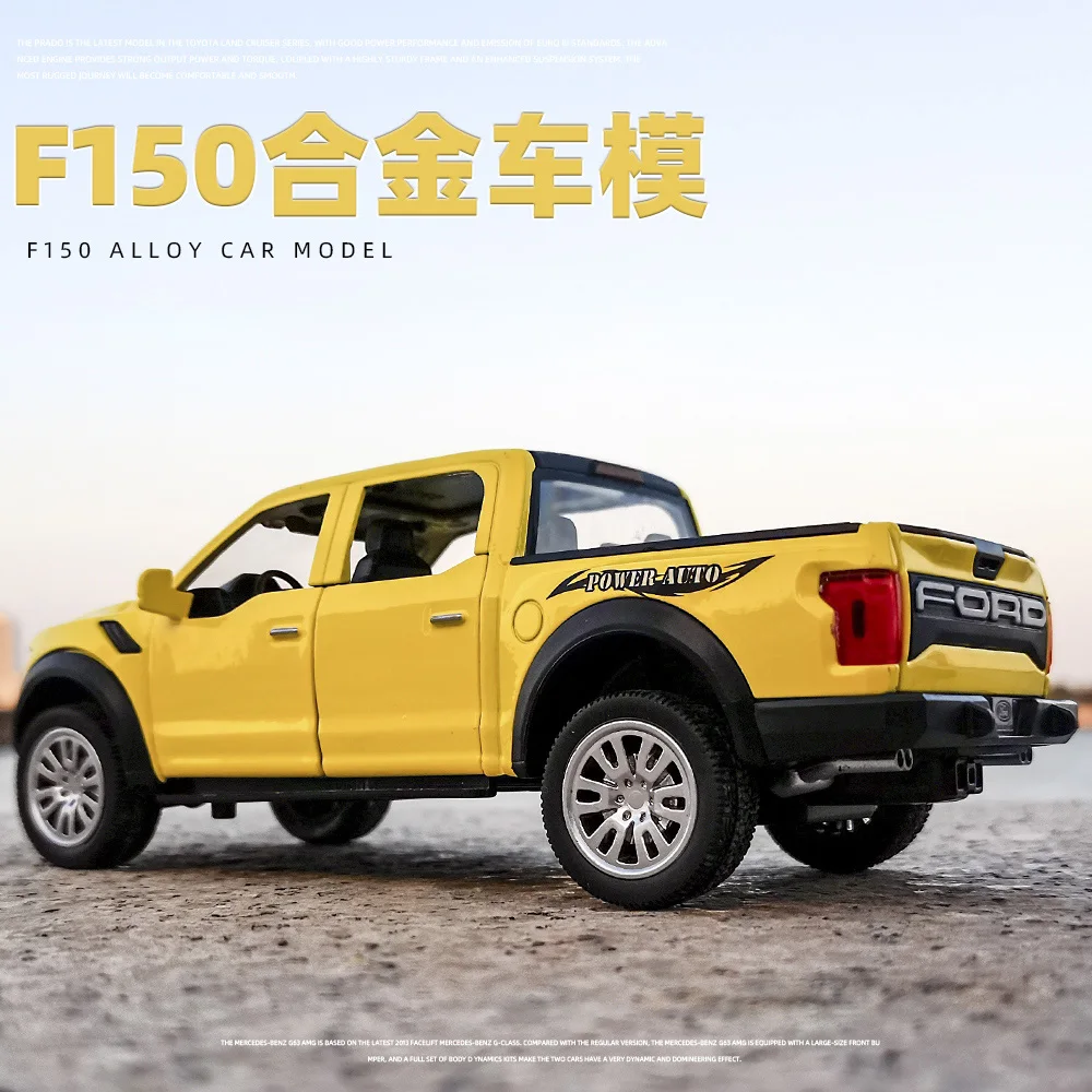 Neue 1:32 Ford Raptor F150 Große Rad Legierung Diecast Auto Modell Mit Mit Sound Licht Ziehen Auto Spielzeug Für kinder Weihnachten Geschenke