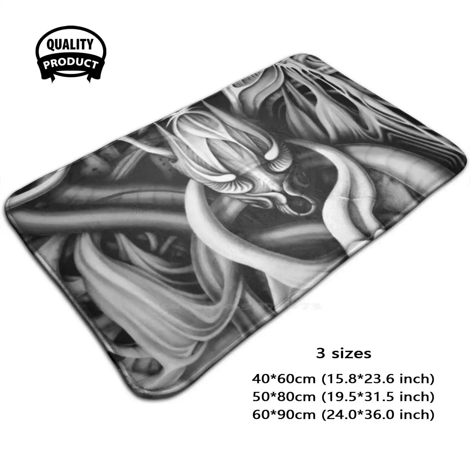 Alien Horror Flesh #1 Soft Cushion Home Carpet Door Mat Car Rug Dreamy Surreal Abstract Black And White Digital Airbrush Si Fi