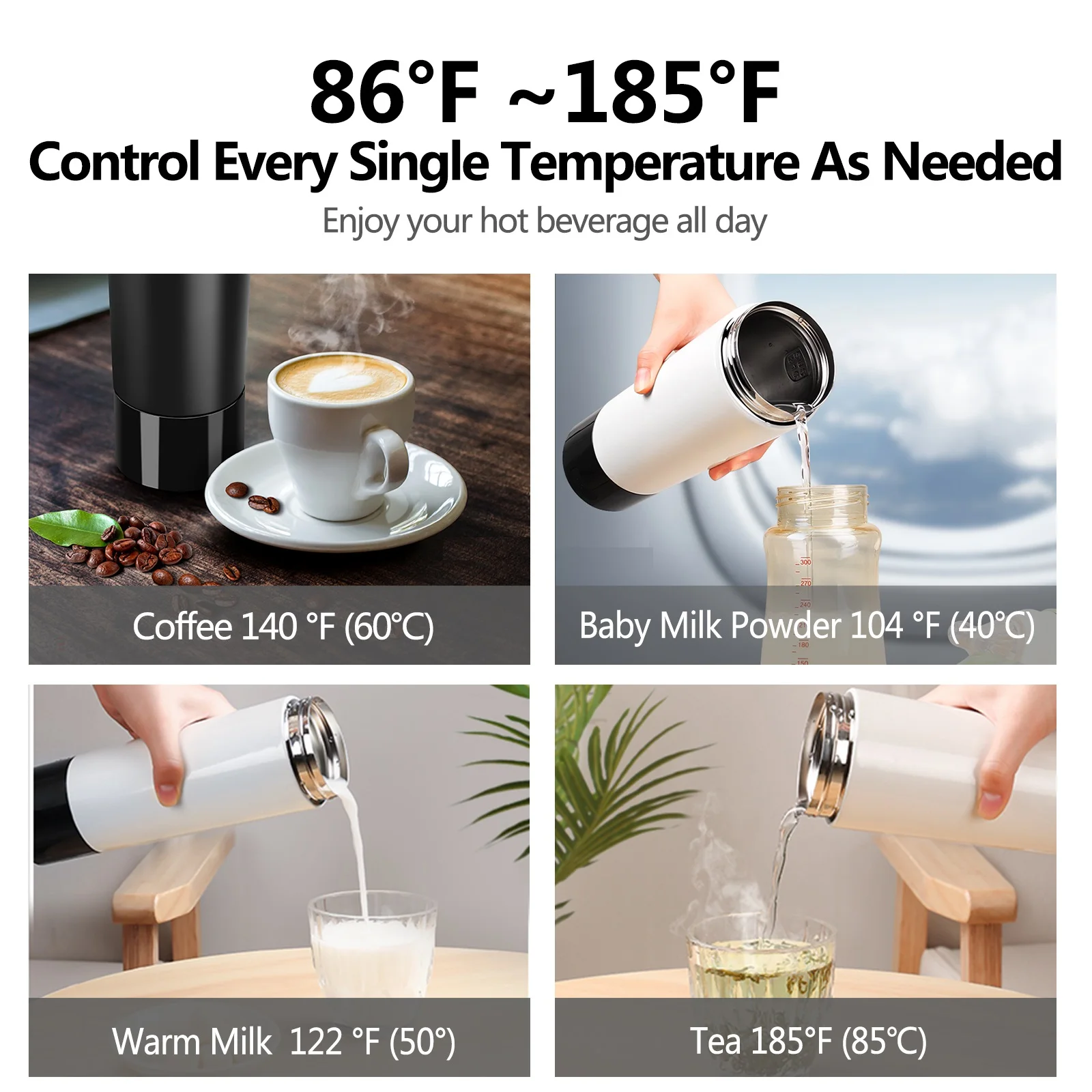 14400Mah tazza di riscaldamento elettrica al litio intelligente riscaldamento dell'acqua Display digitale domestico tazza di isolamento caffè bollente a tenuta stagna universale
