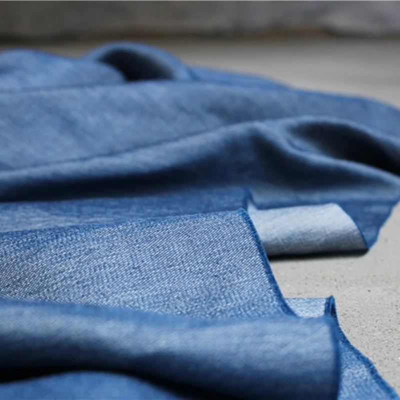 Mercerized Cotton Denim Fabric Blue Soft DIY Patches Jeans Coat Trousers T-Shirt Apron Summer Skirt Dress Designer Fabric