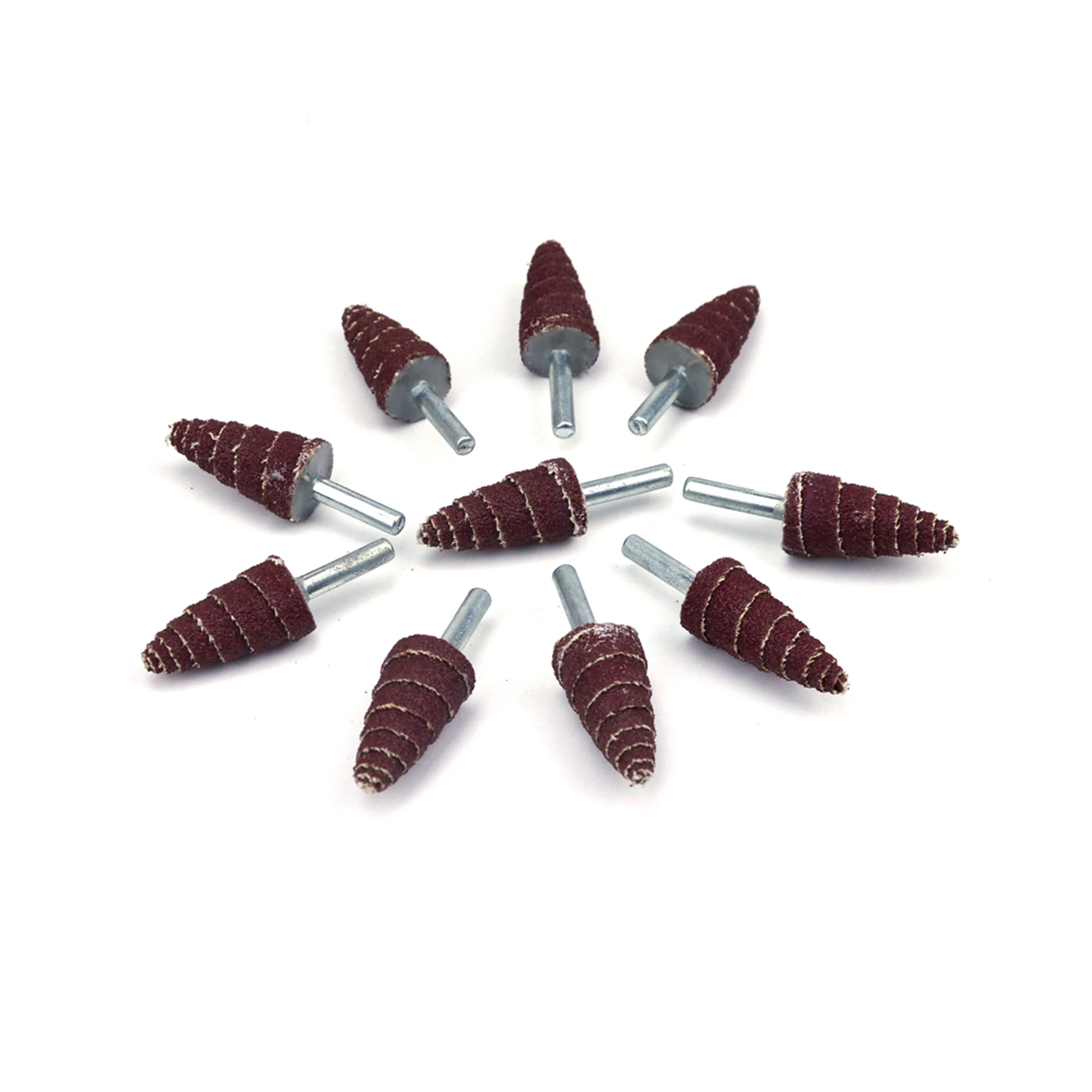 5Pcs 80 #6mm Montiert Dorn 20mm Schleifen Cone Kopf Schleifpapier Klappe Räder Polieren Schleif Werkzeuge für dremel Schleif Disc