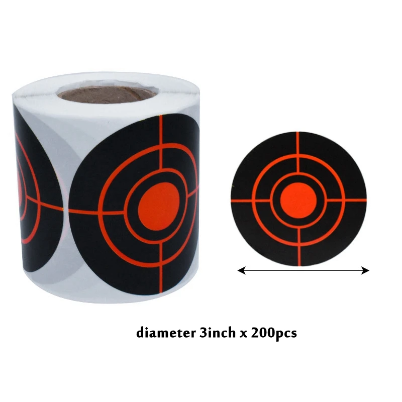 Splatter Targets for Shooting 3 Inch Reactive Paper Target Stickers 200 Self Adhesive Target Roll for BB Gun, Pellet Gun, Airsof