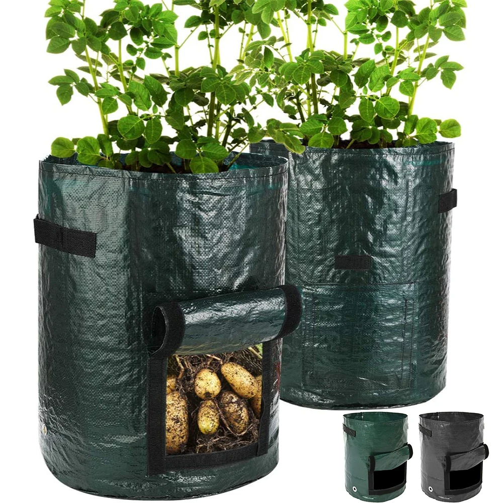 

3/5/7/10 Gallon Jardin Vegetable Plant Bags Thicken PE Fabric Garden Pots Planters Flower Potato DIY Grow Container Bag Tools 30