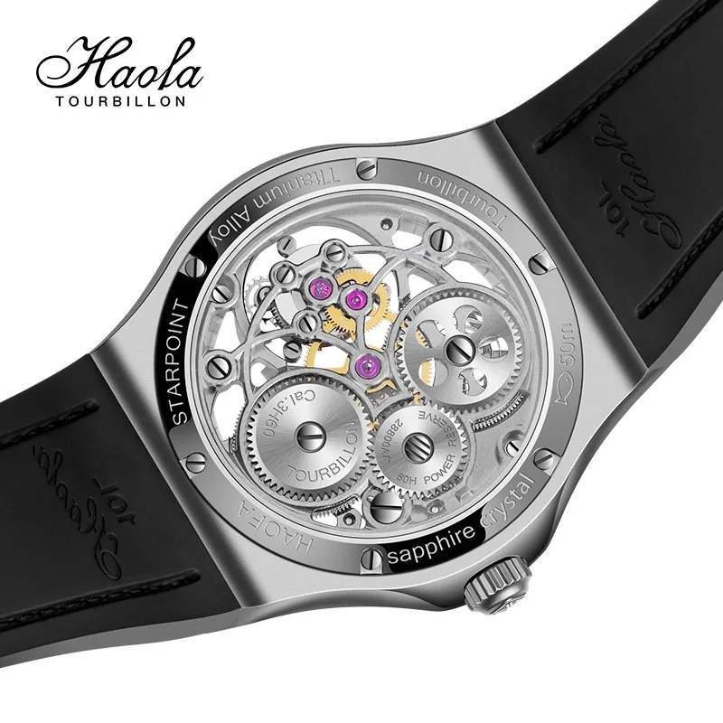 Haofa Skeleton Tourbillon Watch for Men Manual Movement Mechanical Watch Carbon Fiber Bezel Sapphire Luxury Business Watch 1918