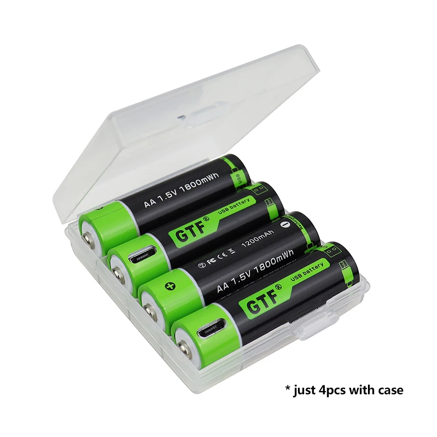 Original 1.5V AA Battery 1800mwh USB AA Rechargeable Lithium Battery 1200mah 14500 AA for Toys MP3 Player Thermometer Keyboard