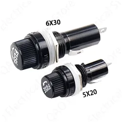 2/5 pcs/lot 5*20mm 10A 250V Glass Fuse holders 5x20 Black Insurance Tube Socket Panel Mount Fuse Socket Copper