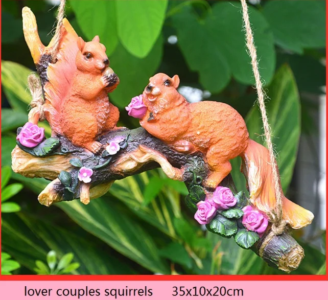 resin squirrel statue model Figurines landscape DIY ornament Courtyard gardening aerial hanging sculpture home decoration a0173