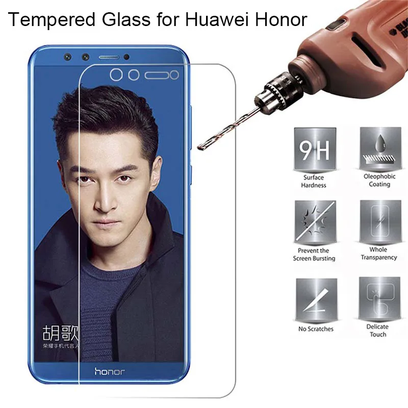 Screen Protector 9H for Huawei Honor 7 V8 8 Pro 7S Tempered Protective Glass Film on Honor 9 Light 10 V9 Play View 10 9 Lite