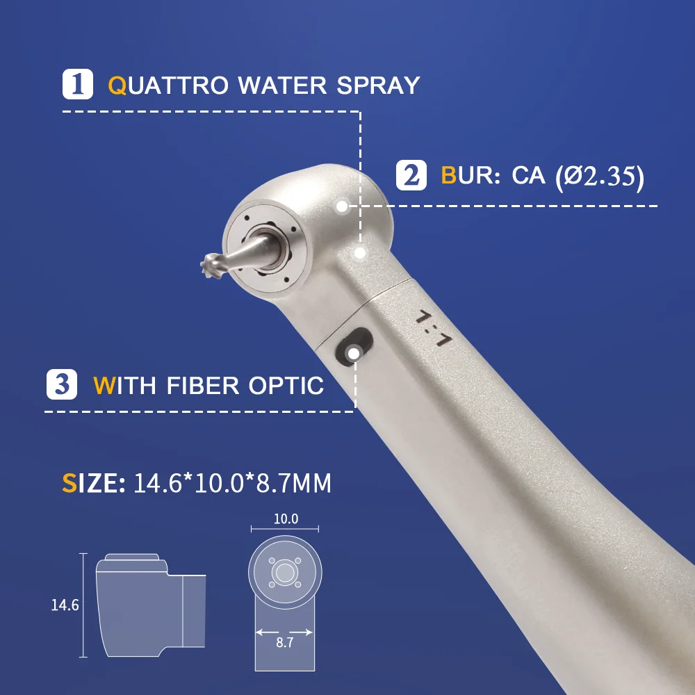 AI-Z25L Dental Instrument Niedriger Geschwindigkeit 1:1 Handstück Contra Winkel Interne Quattro Spray mit Optic Edelstahl