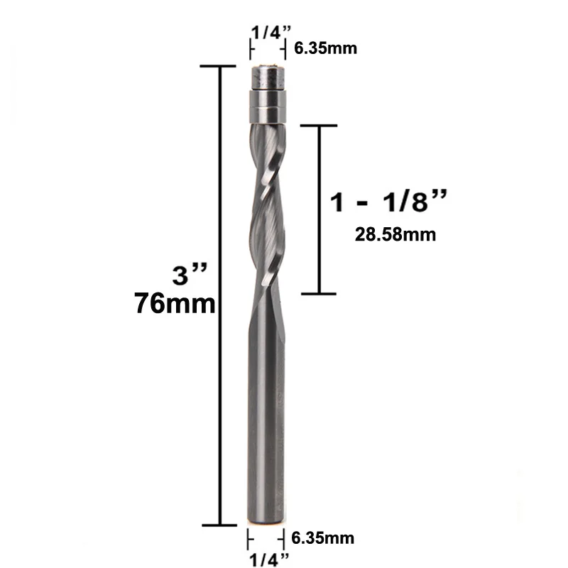 목공 도구 CNC 라우터 비트 밀링 커터, 목재용 솔리드 카바이드 팁 커터 엔드 밀, 6mm 생크