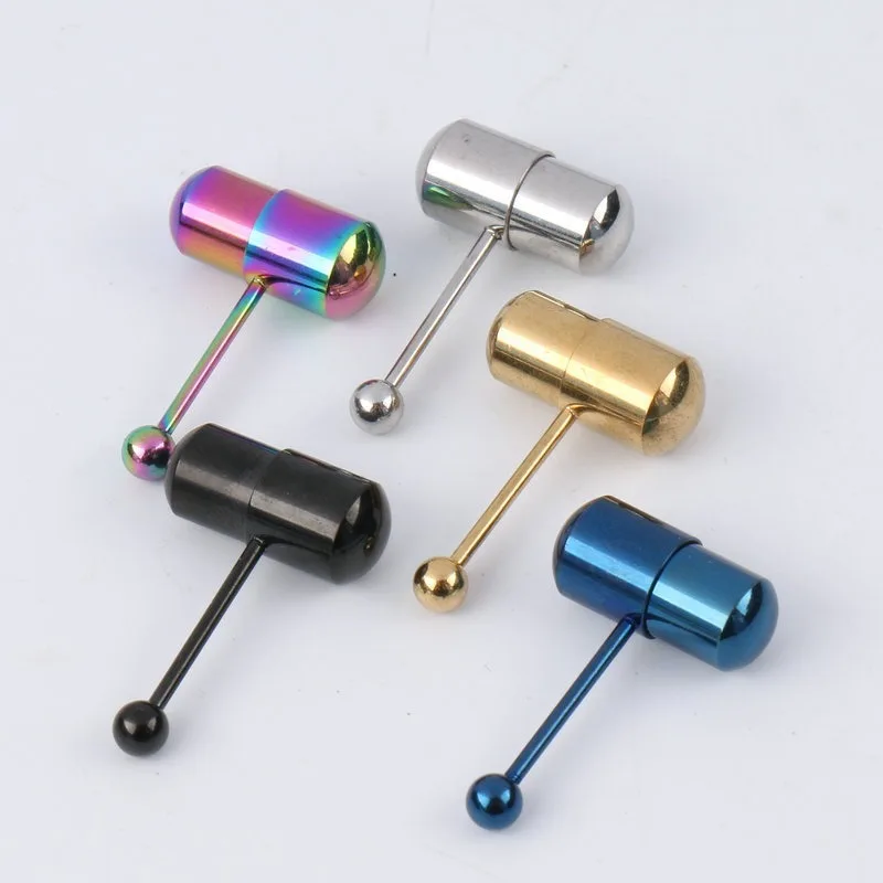 1Pcs New Vibration Tongue Nail Stainless Steel Personalized Human Body Piercing Jewelry Vibration Tongue Ring Body Piercing