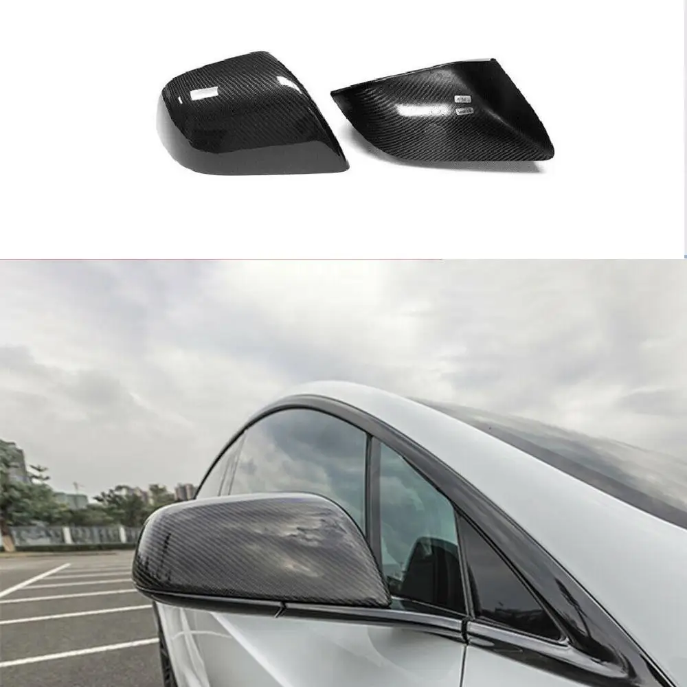 

Real Carbon Fiber Rearview Mirror Cover Caps Fit For Tesla Model 3 2017-UP