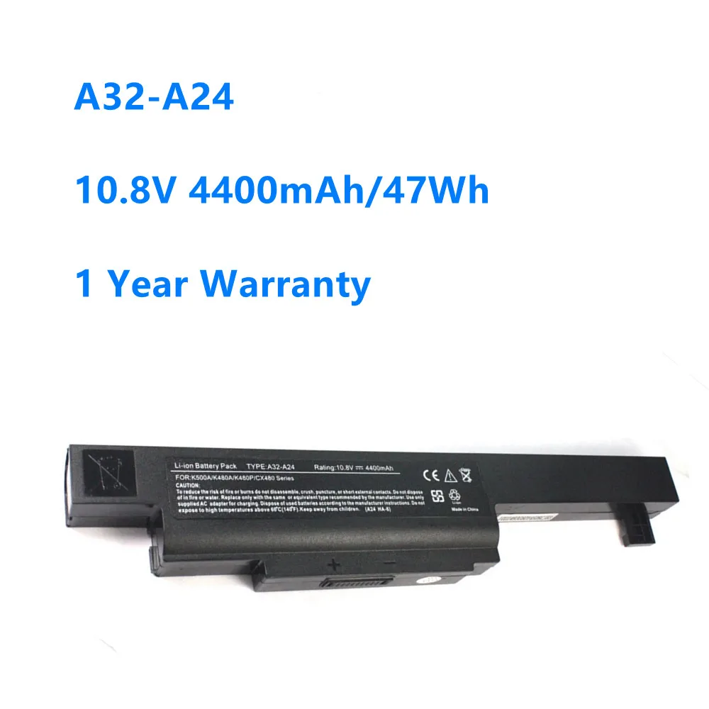 

Laptop Battery A32-A24 For MSI K480P-I5D4 PAN4 K480A K480P K480N i3G I5 i7 D1 D2 A460-I3G D6 10.8V 4400mAh 47Wh