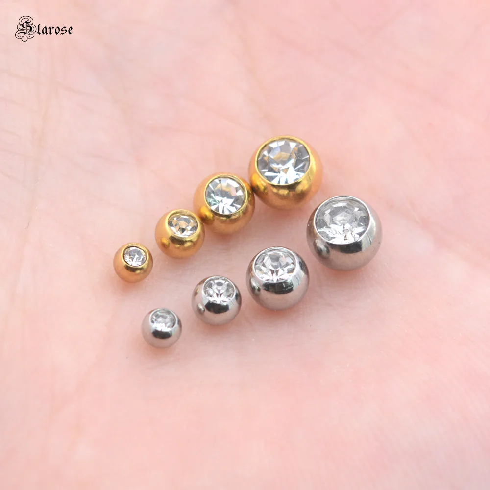 10Pcs 16Gx3/4mm 14Gx5/6mm Screw Ball End Beads Stud Earring Earplugs Replacement Spare Parts Helix Piercing Jewelry Accessories
