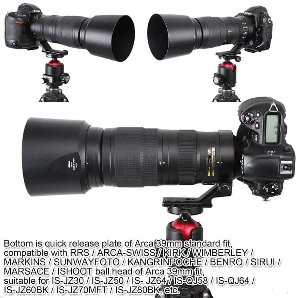 IShoot Objektiv Kragen Ersatz Basis Fuß Stehen Adapter für Nikon AF-S 200-500mm F 5,6 E ED VR stativ Montieren Ring w Arca Swiss Platte – Detail 9