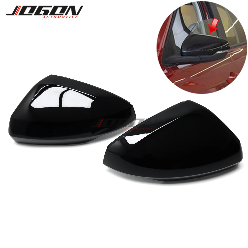 

2pcs Black For Volkswagen For VW Polo Mk6 AW GTI 2018-2020 ABS Car Side Rear View Mirror Cover Replacement Caps Shell Cover Trim