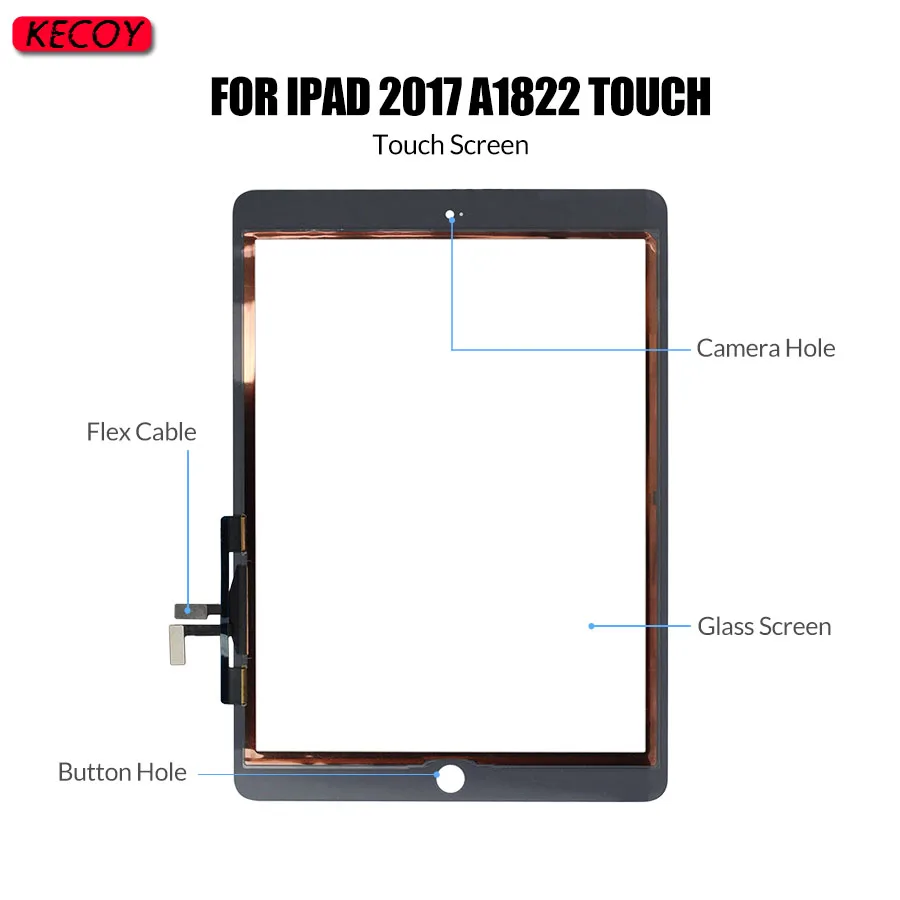 Touch Screen Display Digitizer Sensor, Substituição Do Vidro Frontal, Ferramentas Para iPad 5, 5ª Geração, 2017, A1822, A1823, 1Pc