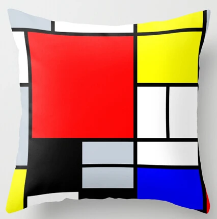 

Hot Selling Mondrian Piet Composition Unique Luxury Print Square Pillowcase Throw Pillow Sham Nice Soft Comfortable Pillow Cover