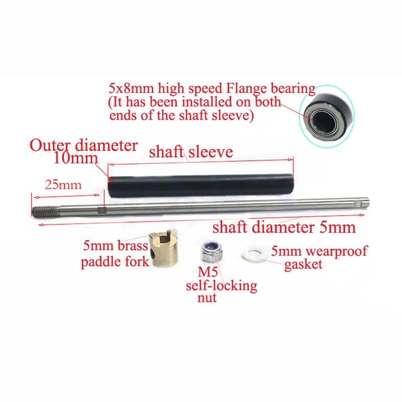 1PCs RC Boat Strut 5mm Shaft Assembly 304 Stainless Steel Drive Kit Harding with Sleeve Marine Prop Shaft Ship Model DIY Parts