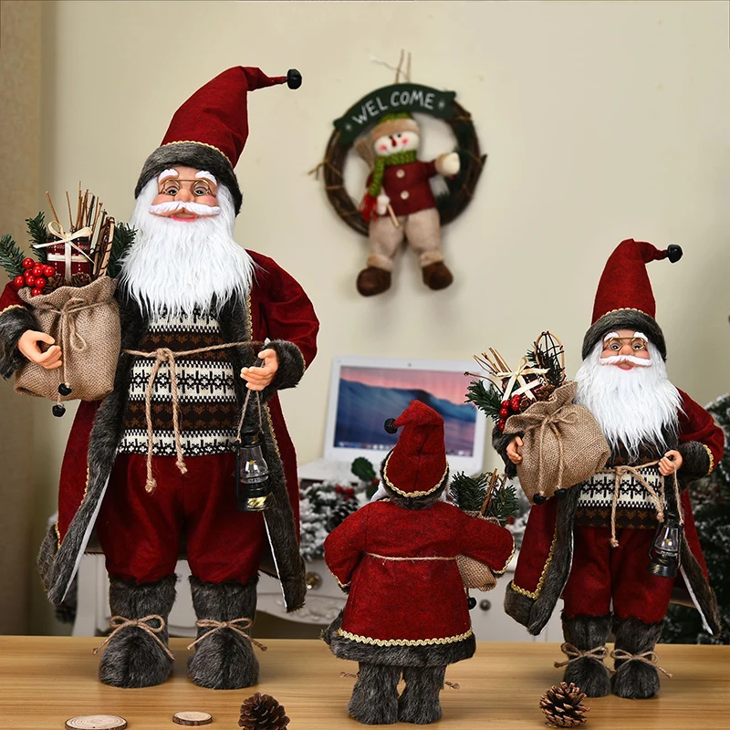 escultura 2022 Decorações de Natal 30/45/60cm Bonecos Papai Noel Estatueta Decoração de Férias Acessórios de Mesa Decoração de Casa de Sala Escultura decoração para casa luxo atacado Dropshopping Envio Grátis