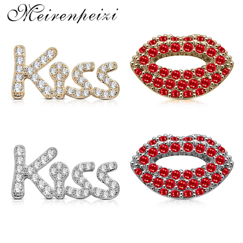 

Медные серьги-гвоздики Miss Lady с кристаллами для женщин, сексуальные серьги с поцелующимися губами для девушек, подарок для девушки, модные латунные украшения