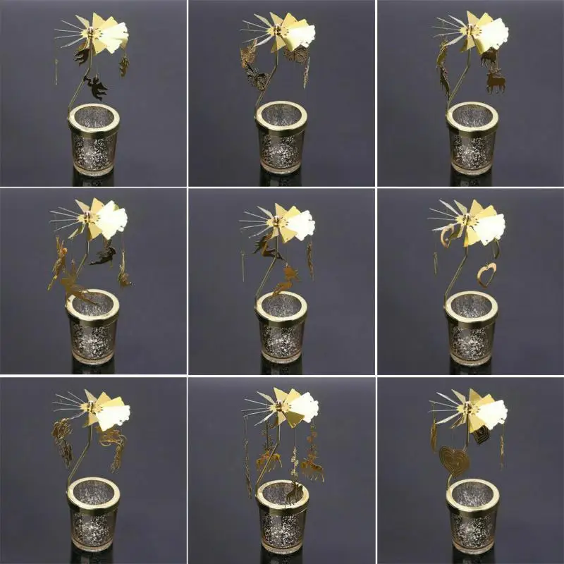 1 pz metallo rotante fine tuning angelo/alce/fiocco di neve e altri modelli candela portalampada da tè decorazione romantica multi-forma
