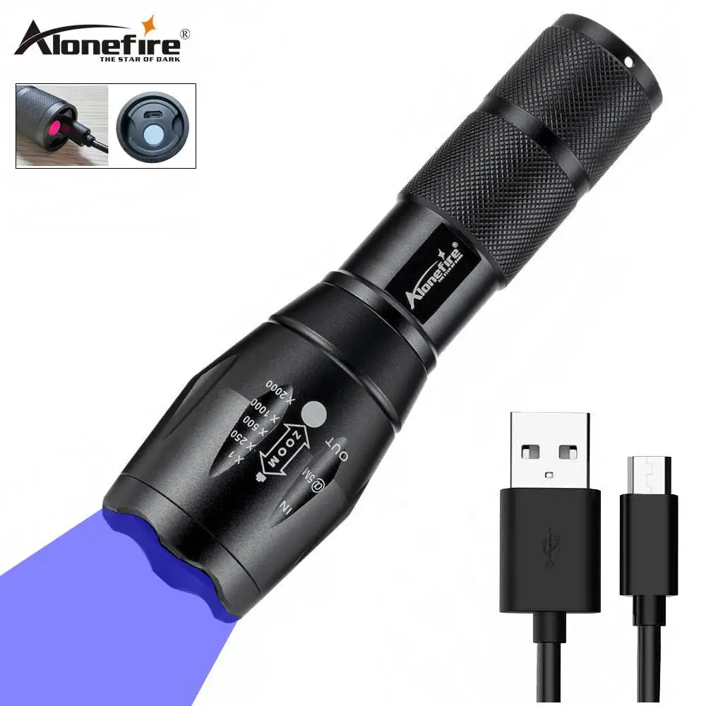 Alonefire G700-C usb charging Blue LED led Power Flashlight Torch head light For Camping, fishing