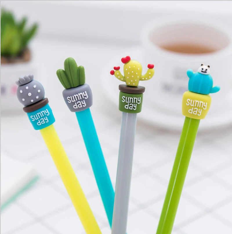 Imagem -02 - Cactus Forma Kawaii Caneta Gel 0.5 Milímetros de Tinta Preta Escrita Canetas Bonito da Escola dos Miúdos Artigos de Papelaria Material de Escritório Estudante Caneta Sinal 20 Peças Lote