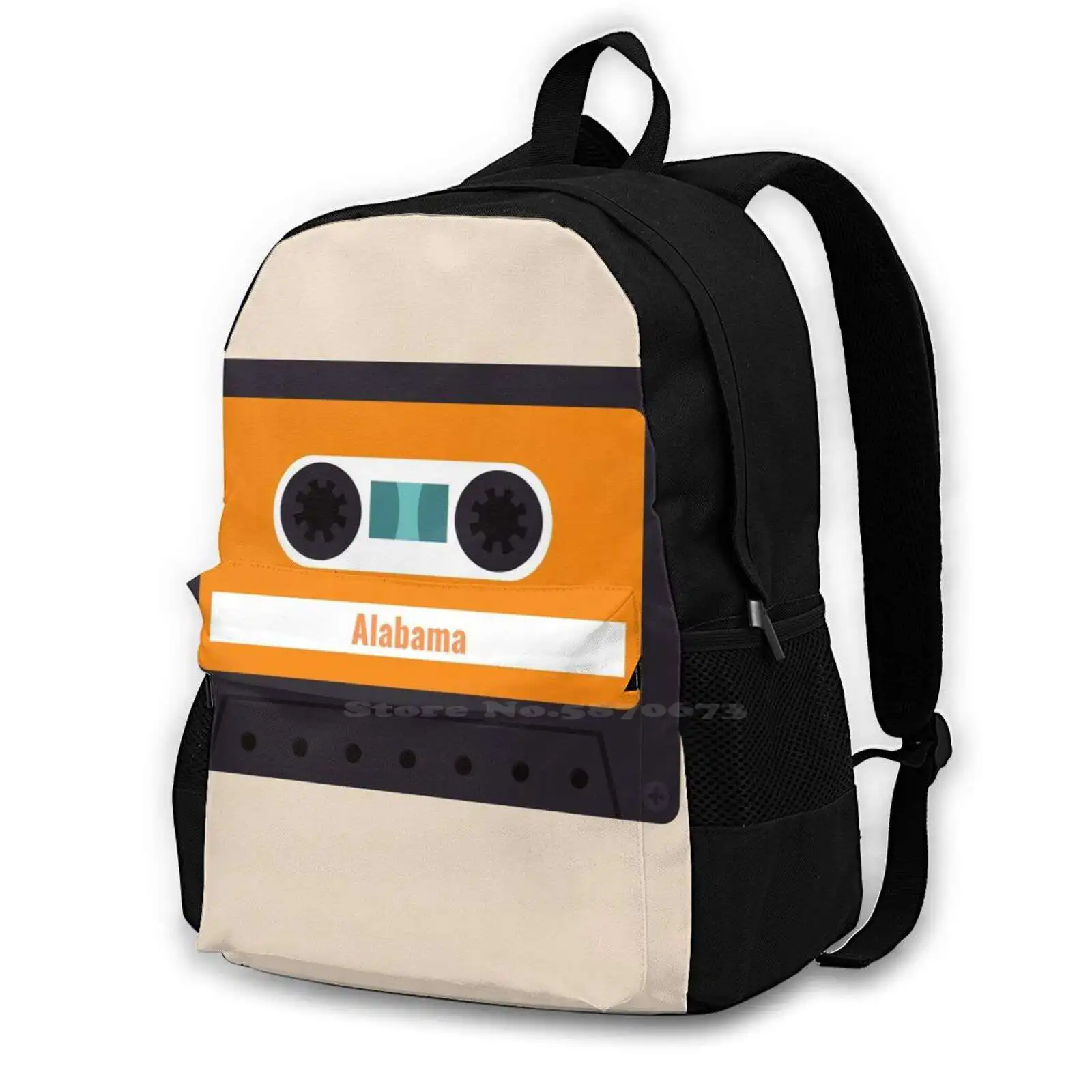 Alabama-Retro Cassete School Bags Travel Laptop Backpack Alabama Cassete Alabama State Music Alabama Alabama