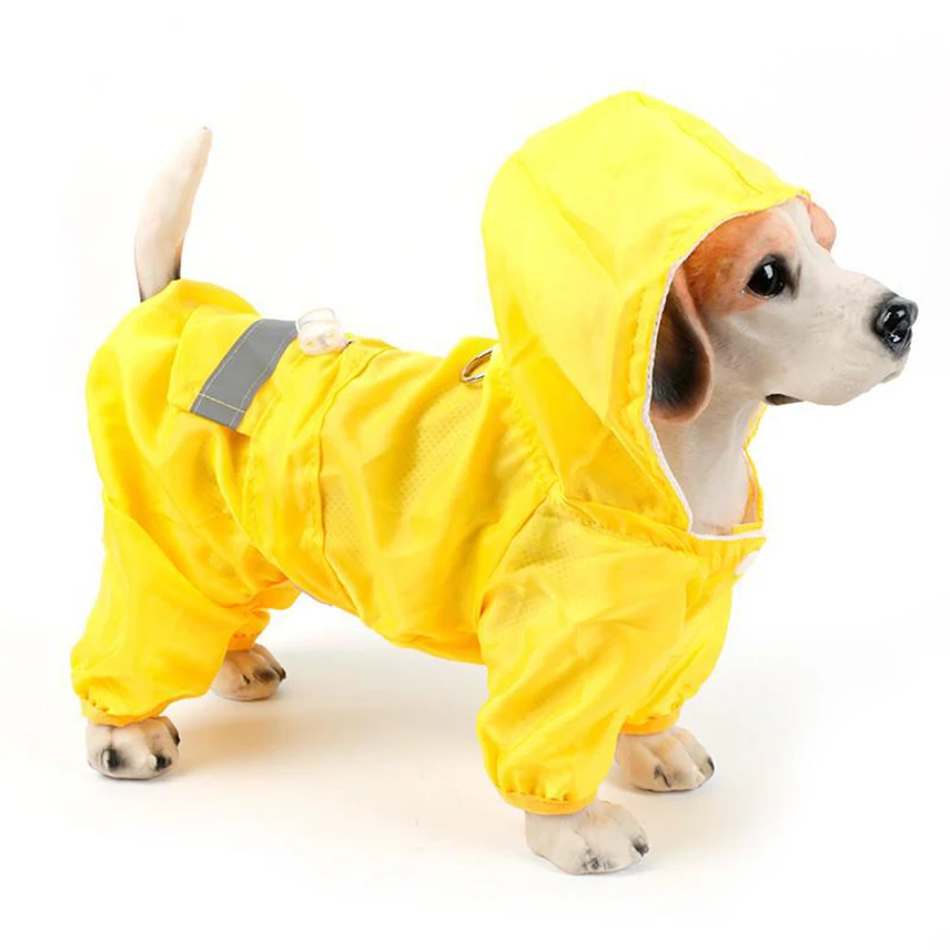 Raincoat For Dogs Rain Coat With Hood Reflecting Puppies Outdoor Waterproof Jacket Clothes for Small Dogs Teddy Jumpsuit Pets