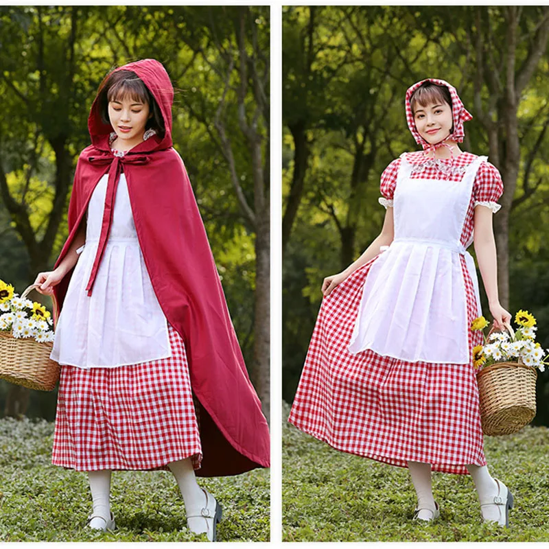 

Adult Sweetie Country Farm Plaid Dress Costumes Cosplay French Manor Maid Gardener Outfit