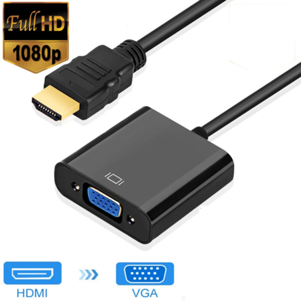 

Адаптер HDMI-VGA, кабель-преобразователь 1080P HDMI папа-VGA мама для Xbox/ PS4/ HDTV/ПК/ноутбука/проектора