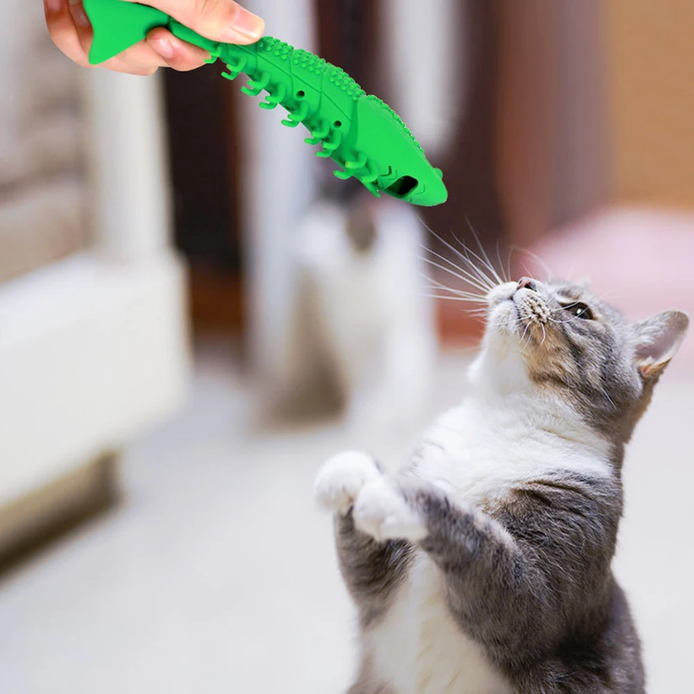 Pet Silicone Toy Cat Fish Shape Toothbrush lobster Catnip Interactive Chew Clean Teeth Toy Cats Toys Resistance 2