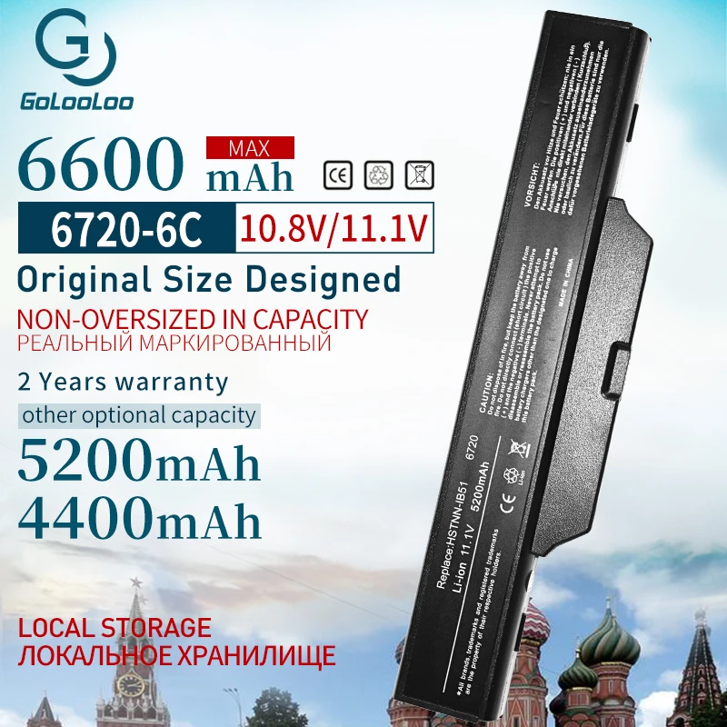 Golooloo 11.1v 6 CELL Laptop Battery For Compaq 615 Compaq 610 Compaq 550 6720 6720s 6730 6735s 6820 6820s 6830 6830s 5200mAh